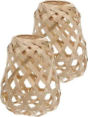 Image de Petite lampe en rotin tressé, lot de 2
