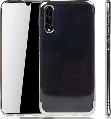 Immagine prodotto di Custodia protettiva in silicone trasparente per Samsung Galaxy A50s, colore argento. È una cover posteriore in TPU