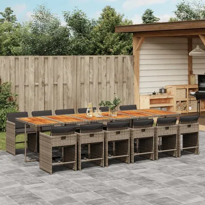 Produktbild von Möbel 13-tlg. Garten-Essgruppe mit Kissen Grau Poly Rattan - Balkonmöbel 3277897