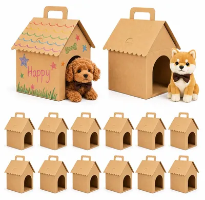 Image de Boîtes cadeaux à décorer soi-même en forme de maison, pour les fêtes, lot de 15 pièces