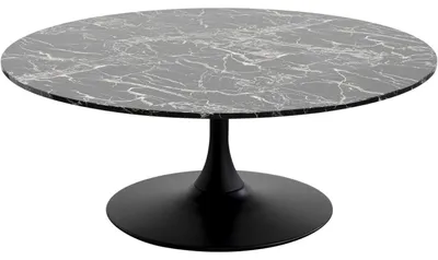 Zdjęcie produktu dla Stolik kawowy Kare Design "Schickeria" z marmuru, czarny, średnica 120 cm, do salonu