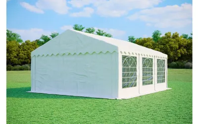 Image de Tente de réception 5x6 m STANDARD – PVC 500 g/m² à traitement ignifuge, tubes en acier galvanisé Ø38 mm, jusqu’à 60 personnes - Blanc