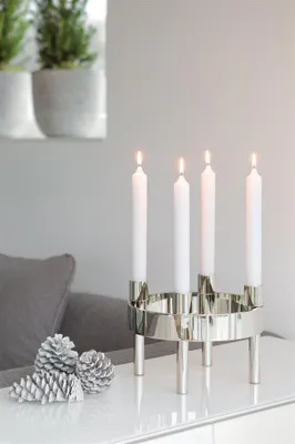 Produktbild von Fink Stabkerze Metallic Weiß (25cm)