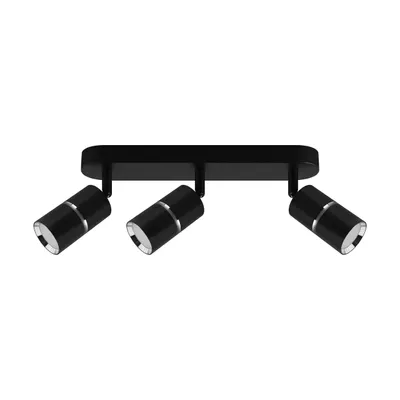 Image de Plafonnier GU10 3-flamme noir/chrome aluminium