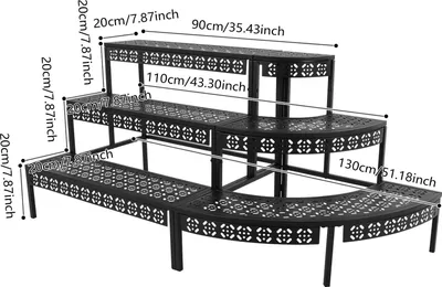 Produktbild von Pflanzenständer, dreistufiges Design, langlebige Eisenkonstruktion, schwarz