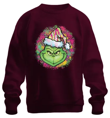 Immagine prodotto di Grinch regalo di Natale colorato cappello di Babbo Natale retro felpa unisex pullover, Borgogna, M