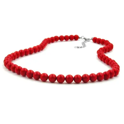 Produktbild von Kette 8mm Kunststoffperlen rot-glänzend 70cm rot 8mm