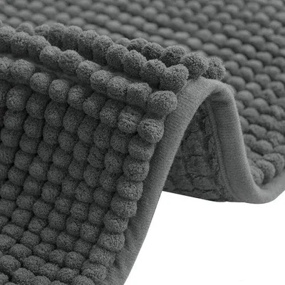 Productafbeelding van Badmat Chenille - Zachte Vloermat - Badkamer Comfort - Super Absorberend - 50 x 80 cm - Donkergrijs