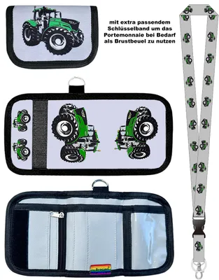 Produktbild von Kinder Geldbörse Geldbeutel Portemonnaie Brustbeutel Canvas Trecker mit Schlüsselband
