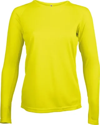 Produktbild von Proact Damen Sport Langarmshirt Longsleeve T-Shirt Baumwolle Rundhals, Größe:XL, Farbe:Fluorescent Yellow