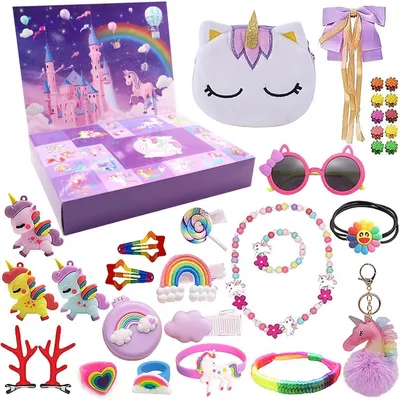 Immagine prodotto di Calendario dell'Avvento 2026 per bambine, tema principessa, con 24 giorni di sorprese, inclusi accessori per capelli e una collana