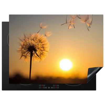 Produktbild von KitchenYeah© Herdabdeckplatte Löwenzahn - Sonne - Sonnenuntergang , 70x52cm, Küche Deko, Glaskeramikkochfeld Herdabdeckung, Abdeckplatte fùr Kochfeld