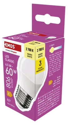 LED žárovka Classic Mini Globe / E27 / 6,5 W (60 W) / 806 lm / teplá bílá