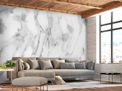 Produktbild von Vlies Fototapete SteinWand 400x280 cm Tapeten Wandtapete XXL Marmoroptik Abstrakt 3D Effekt weiß grau f-C-0460-a-a