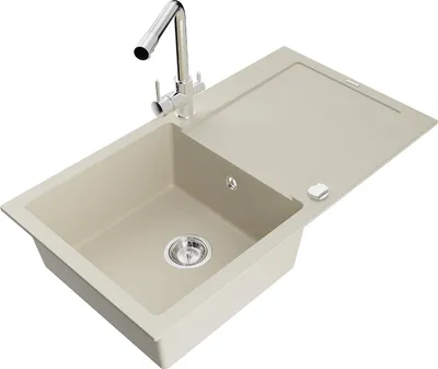 Produktbild von Mexen Leo 1 Becken-Granitspüle mit Abtropffläche und Mischbatterie Duero, Beige- 6501-69-671600-00