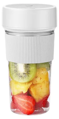 Image de Zimilo Mixeur portable sans fil 350 ml, mini blender rechargeable USB-C, 6 lames en acier inoxydable 304, broyeur de glace pour smoothies, blanc