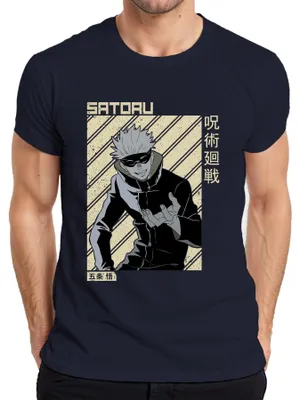 Immagine prodotto di Maglietta Satoru Gojo Jujutsu Kaisen Anime Aesthetics Fan Gift Manga Uomo, Navy, L