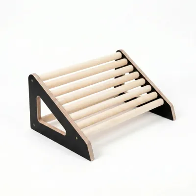 Produktbild von leg&go Ergonomische Fußstütze aus Holz mit Rollen, Schwarz - Fußroller für Schreibtisch und Büro