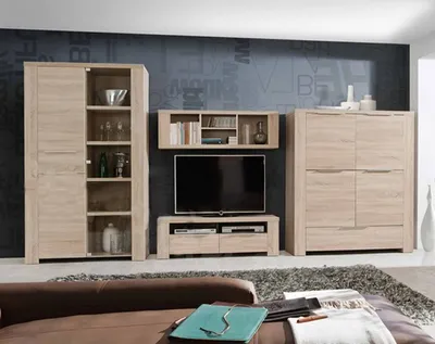Produktbild von Wohnwand Anbauwand 4tlg mit TV Lowboard sonoma eiche 388cm