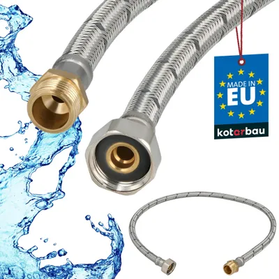 Produktbild von KOTARBAU® Flexschlauch Wasserschlauch 80cm Panzerschlauch 1/2"x3/8" Außengewinde x Innengewinde Anschlussschlauch für Armatur Schlauch Für Wasserhahn