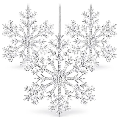 Produktbild von com-four® 3x Große Deko Anhänger Schneeflocken - 30 cm Schneeflocken-Anhänger