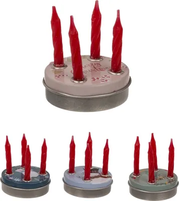 Produktbild von Mini-Adventskranz 4 Minikerzen mit Sockel 4,5x1cm 4fach sortiert