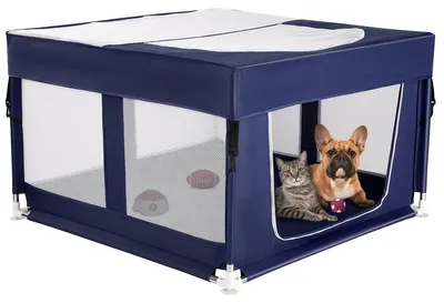 Hundeauslauf mit Abdeckung, 107x107x66 cm, für Welpen & kleine Hunde