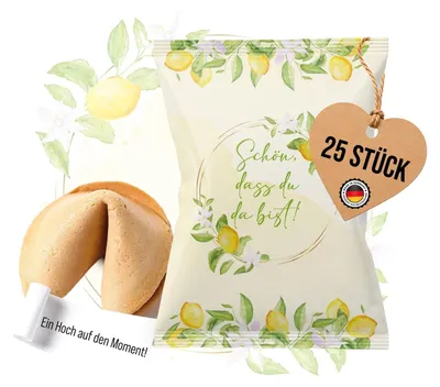 Produktbild von Glückskekse 25er Set Zitronen-Motiv – Schön, dass du da bist