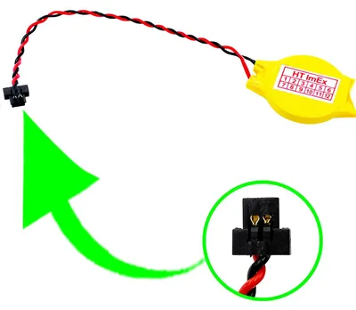 Produktbild von RTC BIOS CMOS Batterie 3V CR2016 mit Kabel und Anschluss 6mm x 3mm für PC