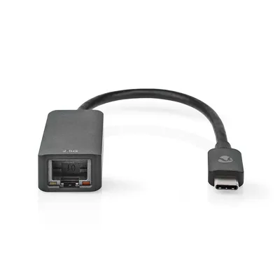 Image de Nedis Adaptateur réseau USB - USB 3.2 Gen 1 - 2.5 Gbps - USB-C mâle - RJ45 femelle - 0.20 m - rond - nickelé - cuivre étamé - noir - boîte