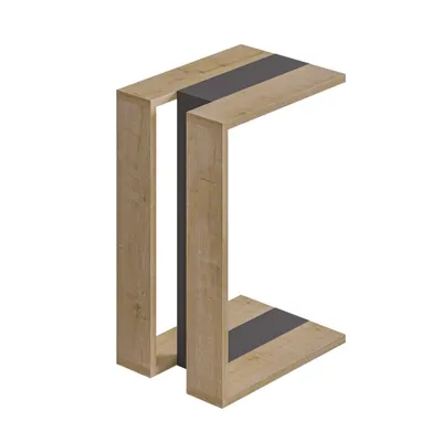 Produktbild von DECORTIE Muju Modern C Form Beistelltisch Eiche Anthrazit Grau Eiche Mehrzweck 30 x 40 x 57 cm