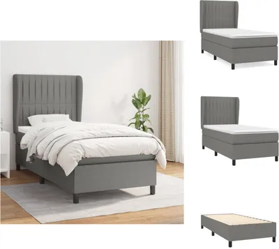 Produktbild von vidaXL Boxspringbett mit Matratze Dunkelgrau 100x200 cm Stoff -  Betten & Bettgestelle