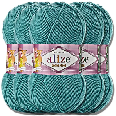 Obrázok produktu pre Alize 5x 100 g bavlnená vlna Bavlna Gold, jednofarebná, háčkovanie, pletenie (Teal | 156)