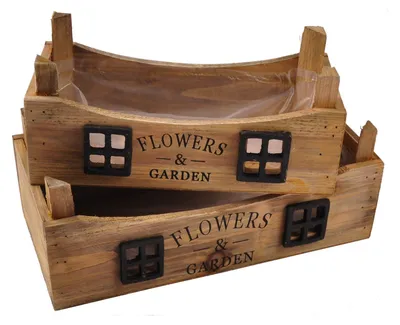 Image de Paniers décoratifs Lot de 2 paniers à plantes Décoration de jardin Paniers en bois Paniers à étagères Panier de salle de bain Panier