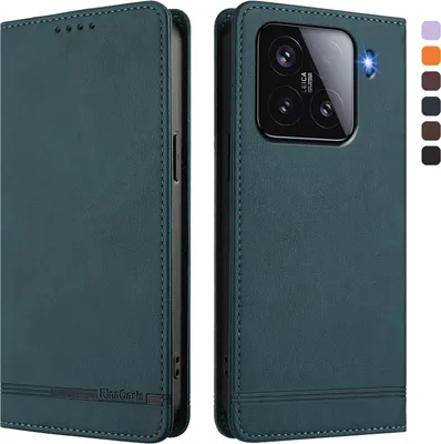 Produktbild von Hülle für Xiaomi 15, Retro Kunstleder Ständer Klapphülle mit Kartenfächer und Magnetische Grün