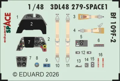 Produktbild von EDUARD ED3DL48279 Messerschmitt Bf-109F-2 SPACE 1/48
