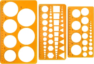 Produktbild von Kreisschablone 3 Stück, transparent orange, Kunststoff, zum Zeichnen