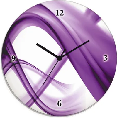 Produktbild von ARTland Glas Wanduhr Quarzuhr - schwarzer Zeiger Abstrakte Komposition (violett) Größe: 30x30 cm