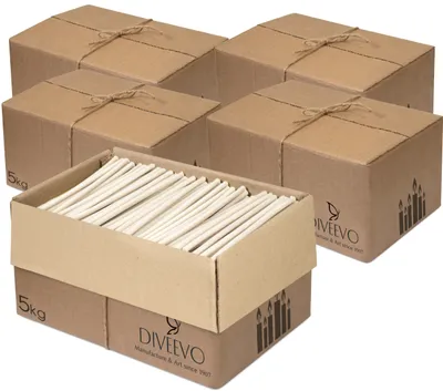 Produktbild von 25 Kg-Pack - 3750 Stk. Weiße Trauerkerzen für Bestattung, Beerdigung aus Bienenwachs, N60 20,5cm I Brenndauer 1 St. 20 Min