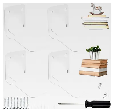 Produktbild von Unsichtbares Bücherregal - Schwebendes Bücherregal 4er Set für Bücher mit robuster Metallstruktur zur Wandmontage für Schlafzimmer, Büro und Küche