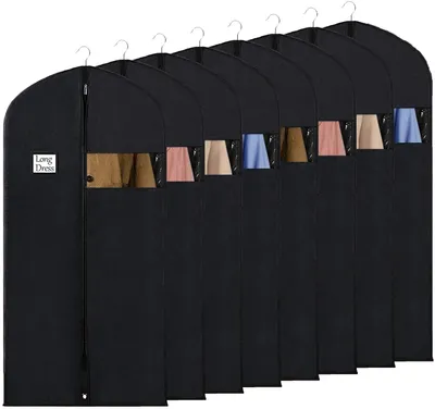 Produktbild von Kleideraufbewahrungsbeutel, 60 x 152 cm, atmungsaktives Material, lange Kleidertaschen für Kleider, Mäntel und Abendkleider, 8 Stück