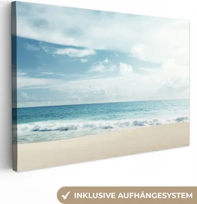 Produktbild von MuchoWow® - Leinwandbilder - Strand - Meer - Sommer, Wandbild, Wanddeko Bilder Wohnzimmer, 30x20 cm