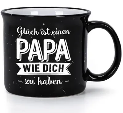 Image de Tasse à café avec l'inscription "Le bonheur, c'est d'avoir un papa comme toi", noire, 450 ml, en céramique