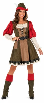 Produktbild von Robin Hood Kostüm "Lady Marian" für Damen | Grün Rot Größe: 32/34