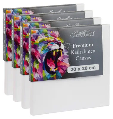 Obrázok produktu pre Cretacolor napínacie rámy 20 x 20 cm – 4 ks – sada plátien – prémiové maliarske plátno na drevenom ráme – bavlnené plátno pre akryl, olej a zmiešané techniky