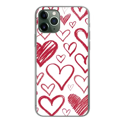 Produktbild von MuchoWow® Handyhülle Schutzhülle Hülle für iPhone 11 Pro Eine Illustration mit mehreren Herzen auf weißem Hintergrund Silikon Softcase Handy Hülle - Handy