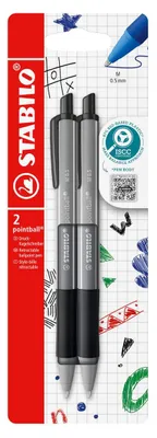 Produktbild von STABILO pointball colorful Kugelschreiber - dunkelgrau- 2er Pack