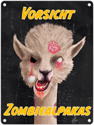 Produktbild von Vorsicht Zombiealpaka Metallschild in 15x20 cm in dunkelgrau