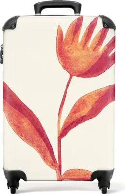 Produktbild von NoBoringSuitcases.com® Koffer Handgepäck Trolley Rollkoffer Kleine Reisekoffer mit 4 Rollen - Blumen - Pflanze - Rot - Pastell - Cabin Size < 55x40x23 cm & 55x40x20 cm - Fotokoffer - Kabinenkoffer - BoardgepäckHandgepäck Koffer 55x35x20 cm, 36L,