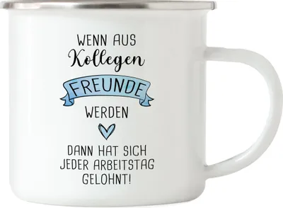 Produktbild von Wenn Aus Kollegen Freunde Werden Emaille Tasse Lieblingskollegin Büro-Tasse Kollegin Geschenk